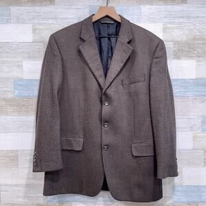 Jack Victor Wool Luxe Tweed Sport Coat Jacket Taupe Brown Two Button Mens 42R